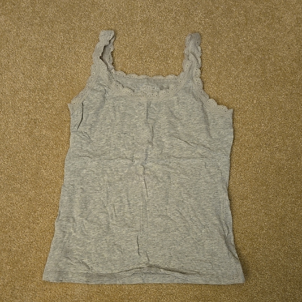 Women's Gray Lace Trim Tank Top